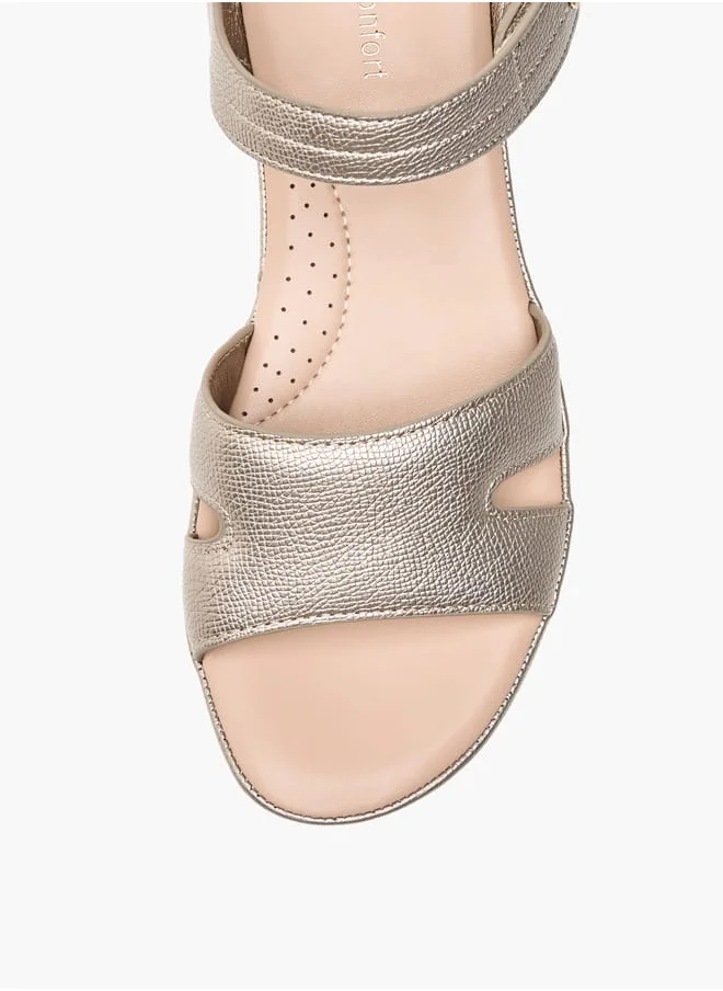 Le Confort Womens Wedge Heeled Sandals With Hook And Loop Closure