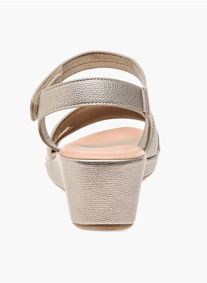 Le Confort Womens Wedge Heeled Sandals With Hook And Loop Closure