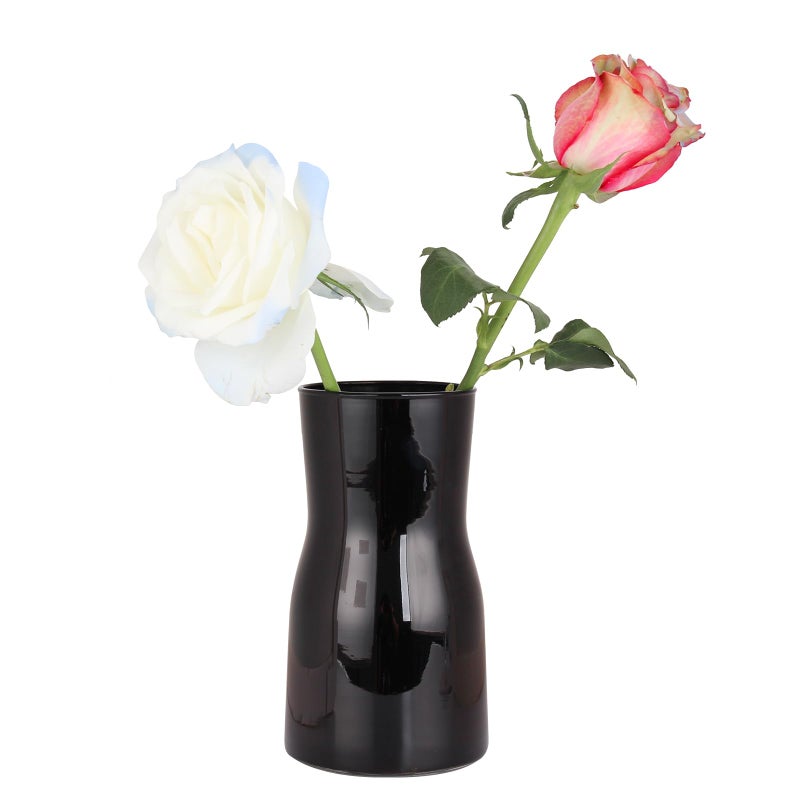 YAJODI Black Glass Vases for Flowers-Clear Glass Vase for Centerpieces Large Vases for Flowers Dried Flower Home Decor Living Room Kitchen Office Wedding (Black) - Image 1