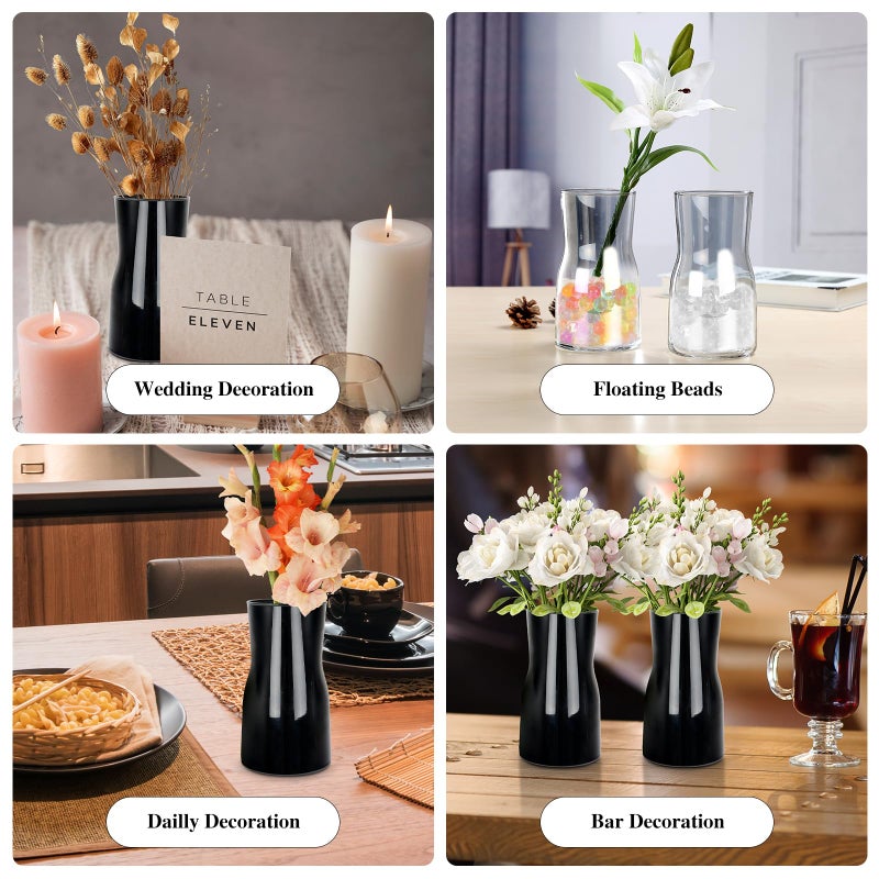 YAJODI Black Glass Vases for Flowers-Clear Glass Vase for Centerpieces Large Vases for Flowers Dried Flower Home Decor Living Room Kitchen Office Wedding (Black) - Image 5