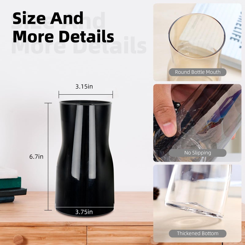 YAJODI Black Glass Vases for Flowers-Clear Glass Vase for Centerpieces Large Vases for Flowers Dried Flower Home Decor Living Room Kitchen Office Wedding (Black) - Image 4