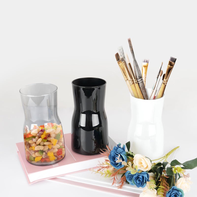 YAJODI Black Glass Vases for Flowers-Clear Glass Vase for Centerpieces Large Vases for Flowers Dried Flower Home Decor Living Room Kitchen Office Wedding (Black) - Image 2