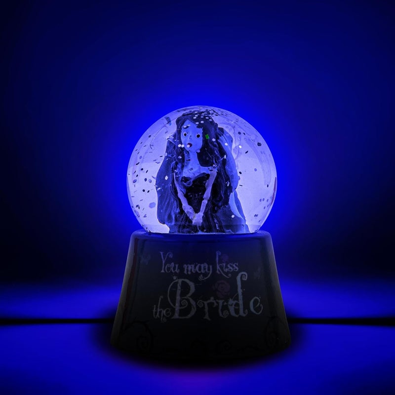 Silver Buffalo Tim Burton's Corpse Bride Emily "You May Kiss The Bride" Light-Up Mini Snow Globe With Swirling Glitter Display | 3 Inches Tall - Image 3