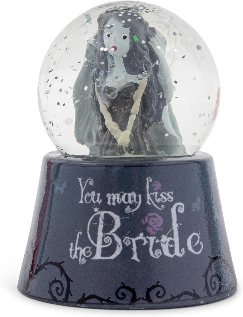 Silver Buffalo Tim Burton's Corpse Bride Emily "You May Kiss The Bride" Light-Up Mini Snow Globe With Swirling Glitter Display | 3 Inches Tall - Image 1