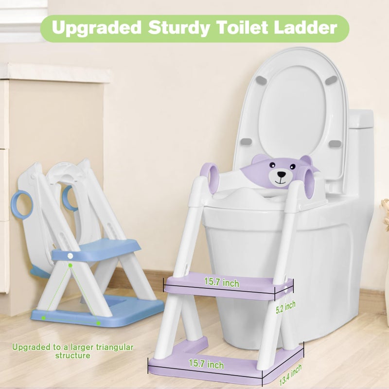 COOSEYA Toilet Seat, Potty Training Seat for Toddler, Upgraded 2-in-1 Potty Toilet Training for Boys and Girls,Waterproof Cushioned Mat with Non-slip Step Stool(Purple) - Image 3