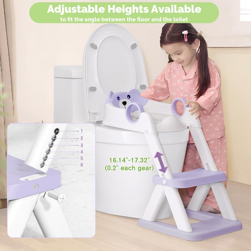COOSEYA Toilet Seat, Potty Training Seat for Toddler, Upgraded 2-in-1 Potty Toilet Training for Boys and Girls,Waterproof Cushioned Mat with Non-slip Step Stool(Purple) - Image 5