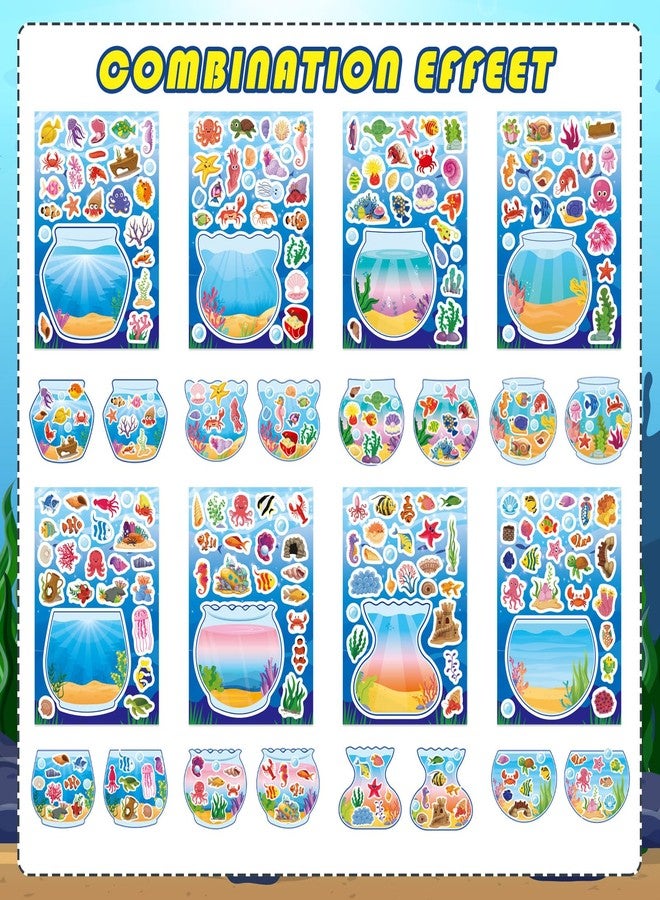 DUJAA 24 Sheets Ocean Stickers for Kids, Summer Sea Animal Aquarium Scene, Make Your Own Under The Sea Fish Tank, Classroom Activities Ocean Sea Party Favors - Image 2