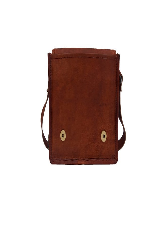 VR CREATIVES Genuine Leather Messenger Bag, Unisex Vintage Crossbody Bag with Spacious Compartments, Adjustable Straps, Antique Brass Accessories, 9-inch Mini - Image 5