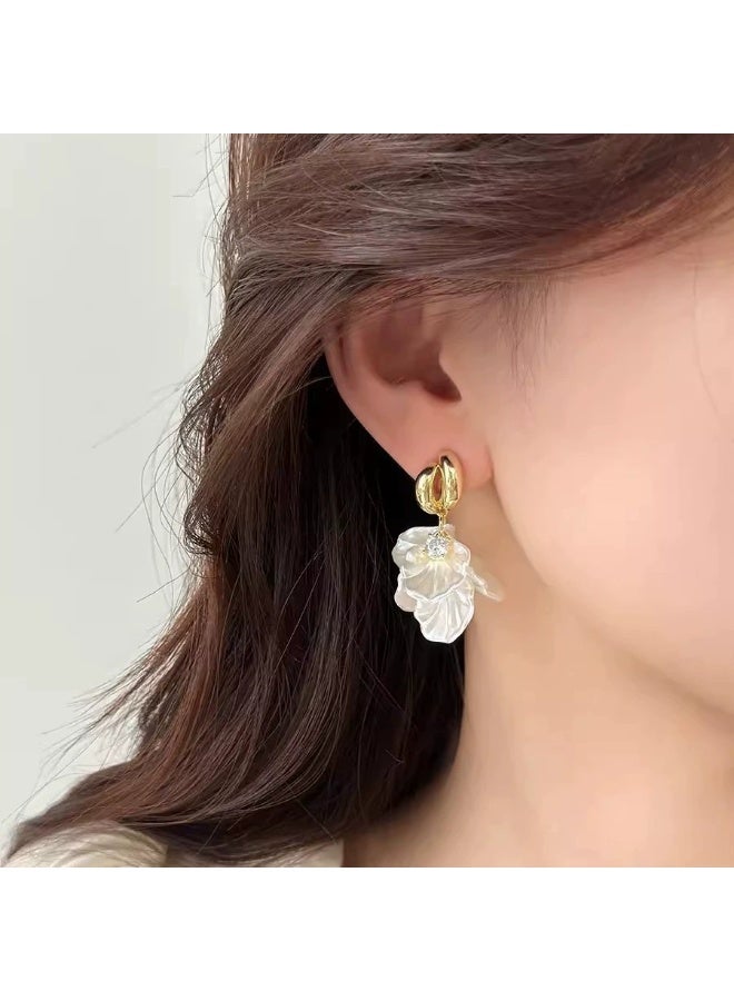 Goolsky Elegant Shell Flower Stud Earrings for Women – S925 Silver Post, Light Luxury Zircon Inlay - Image 1