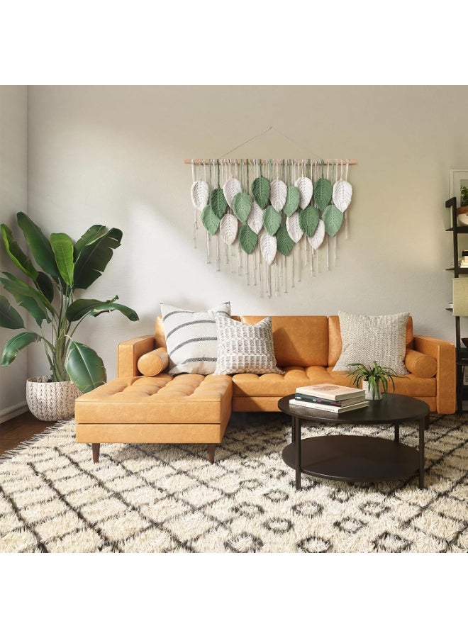 Beauenty Large Macrame Wall Hanging, Boho Handmade Leaf Feather Bohemian Woven Tapestry, Chic Wall Art Home Decor for Bedroom Living Room Nursery Apartment Decorations (Green with Beige) - Image 4