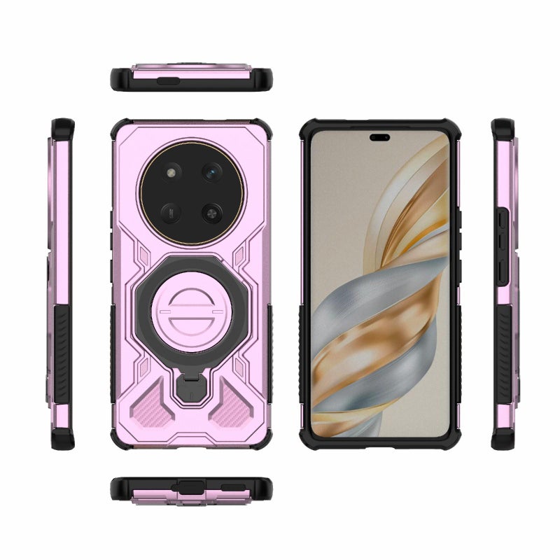 HuHa Case Cover For Honor X60 Pro 5G J-20 Solid Color MagSafe Magnetic TPU+PC Phone Case(Pink) - Image 2