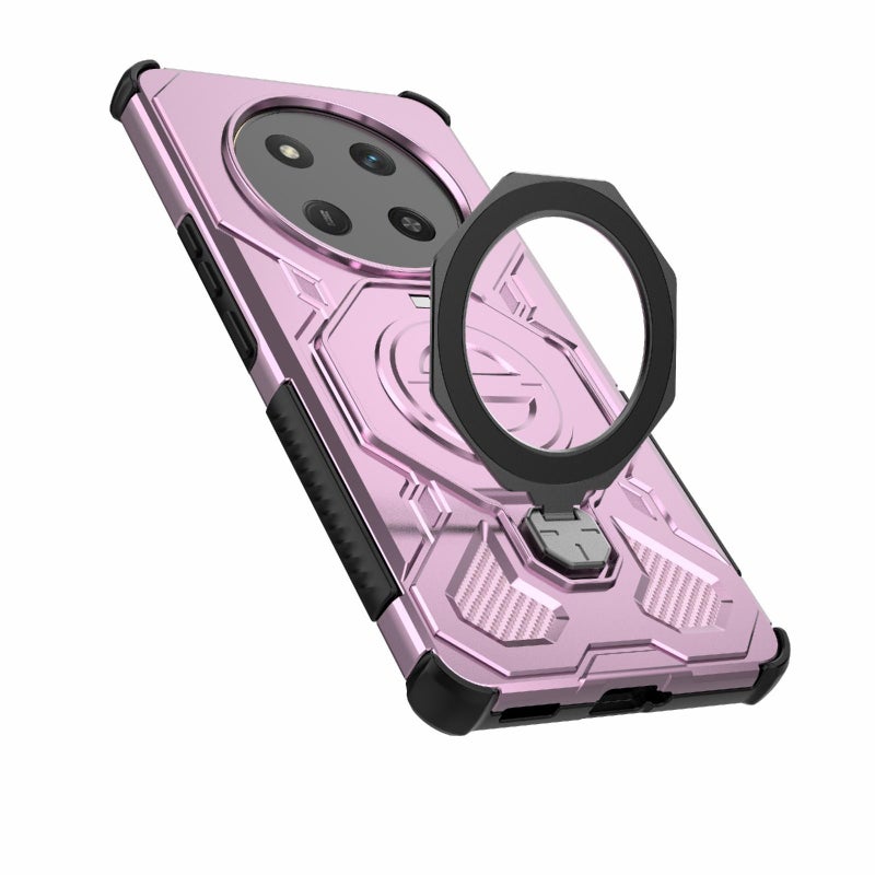 HuHa Case Cover For Honor X60 Pro 5G J-20 Solid Color MagSafe Magnetic TPU+PC Phone Case(Pink) - Image 4