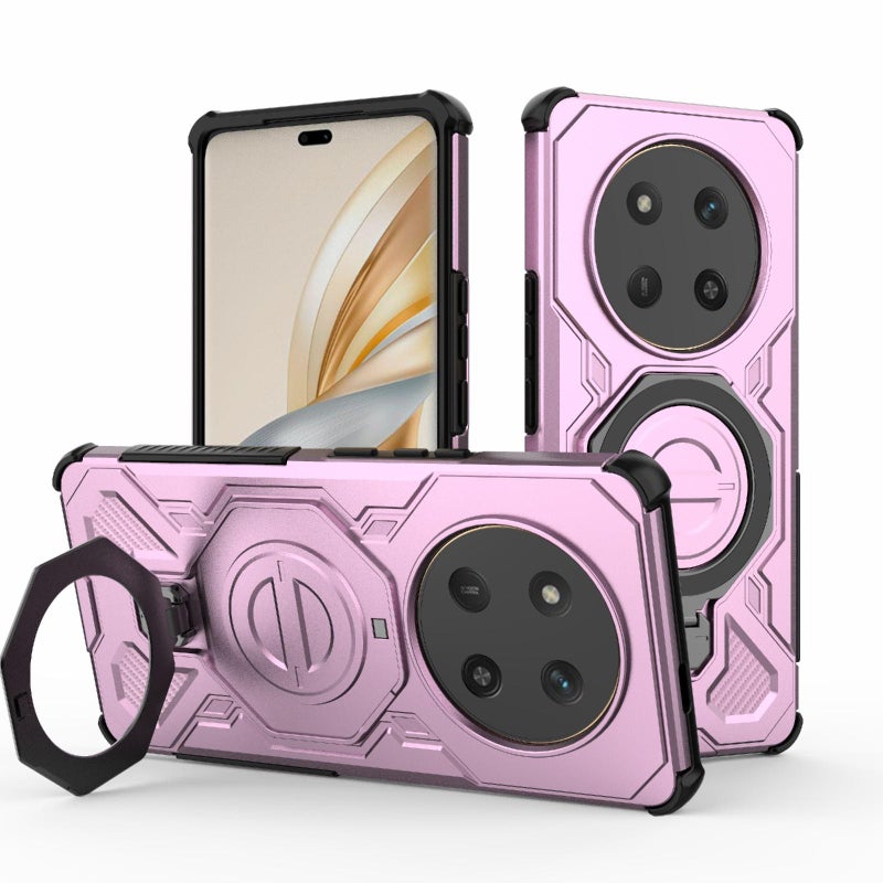HuHa Case Cover For Honor X60 Pro 5G J-20 Solid Color MagSafe Magnetic TPU+PC Phone Case(Pink) - Image 1