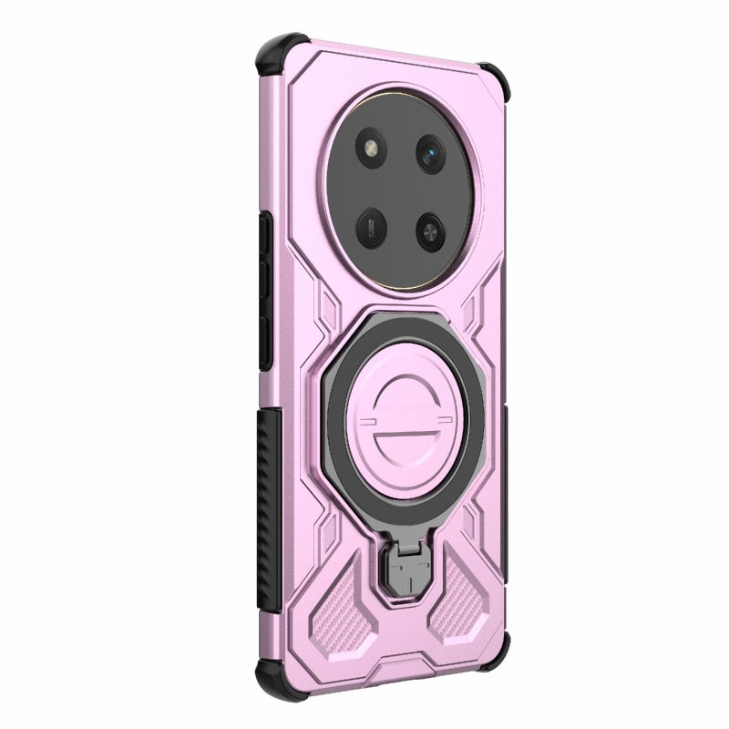 HuHa Case Cover For Honor X60 Pro 5G J-20 Solid Color MagSafe Magnetic TPU+PC Phone Case(Pink) - Image 3