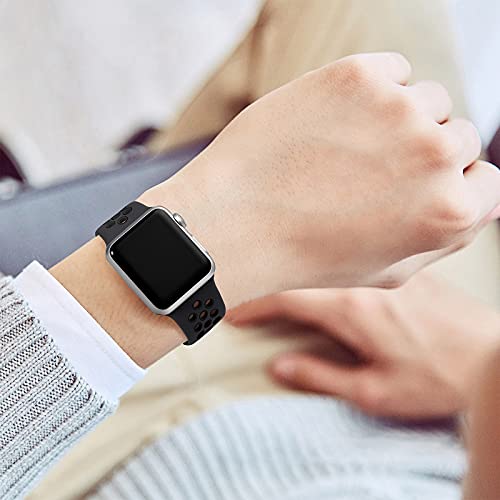 Lerobo Compatible for Apple Watch Band 44mm 45mm Series 10 11 46mm 42mm 49mm Men Women,Soft Silicone Breathable Sport Band Compatible for Apple Watch Ultra SE 3 2 for iWatch Series 9 8 7 6 5 4 3 Black - Image 5