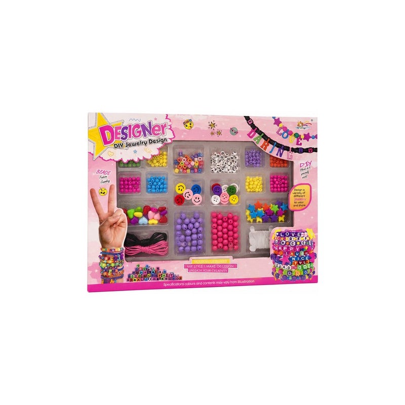 Designer Imagination Time | DIY Jewellery Design Bead Kit for Girls, Bracelet Making Set with Colourful Beads and Elastic Cord - Image 2