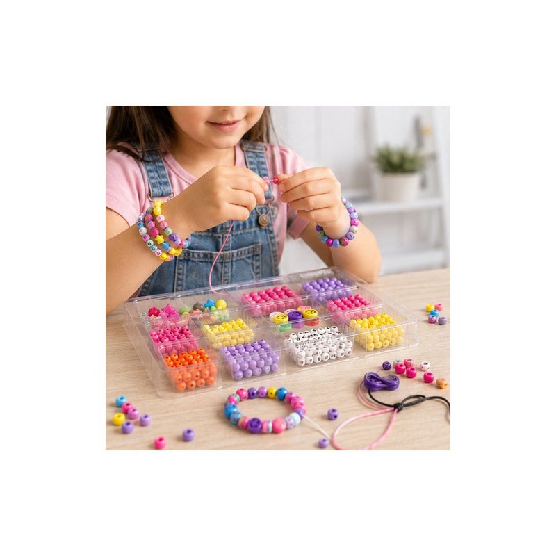 Designer Imagination Time | DIY Jewellery Design Bead Kit for Girls, Bracelet Making Set with Colourful Beads and Elastic Cord - Image 3