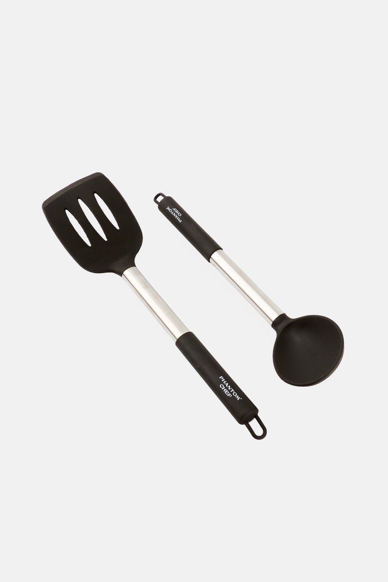 Phantom Chef Silicone Slotted Turner And Spoon Set, Black - Image 3