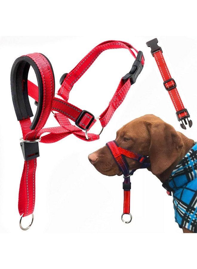 Dog Head Halter with Safety Strap - Headcollar - No-Pull Dog Collar - Perfect for Leash & Harness Training Medium and Large Dog Sizes (Size M (Pack of 1), Red) - Image 1