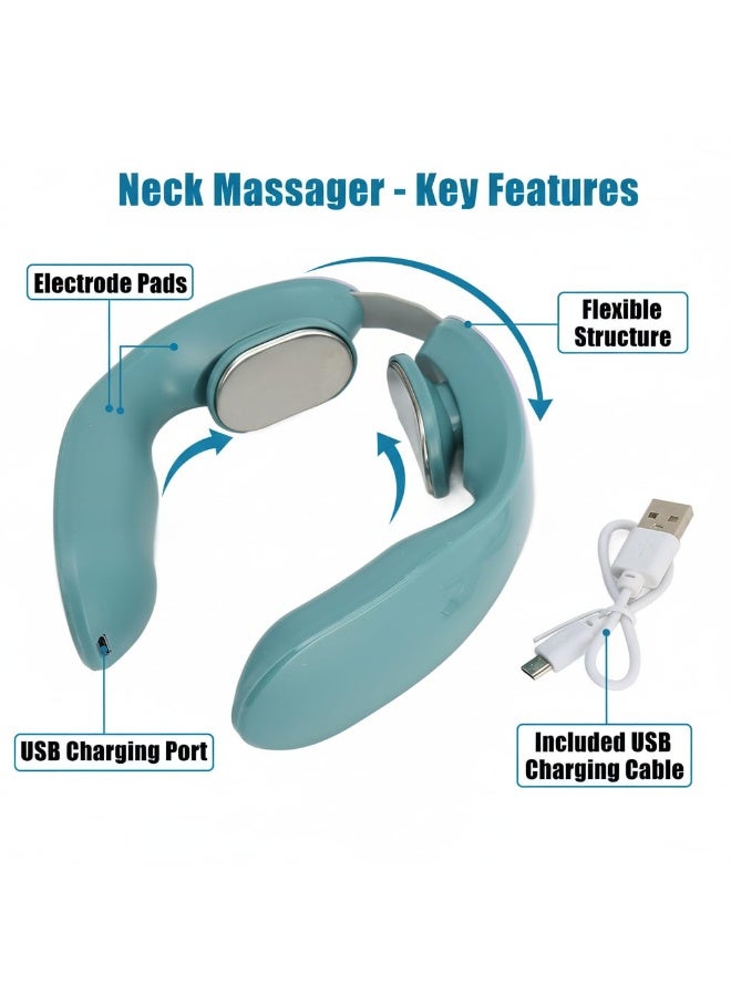 Arabest Intelligent Pulse Neck Massager, Neck Relaxation Massager USB 12 Levels Pulsating Thermostatic Heating Electric Intelligent Neck Massager for Home Office Travel - Image 3