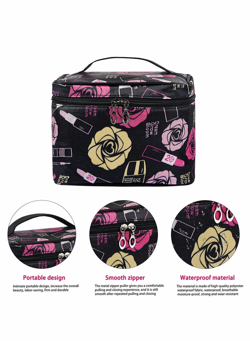 Compact Waterproof Makeup Bag for Women & Girls - Travel Cosmetic Organizer with Zipper Pouch - Image 3