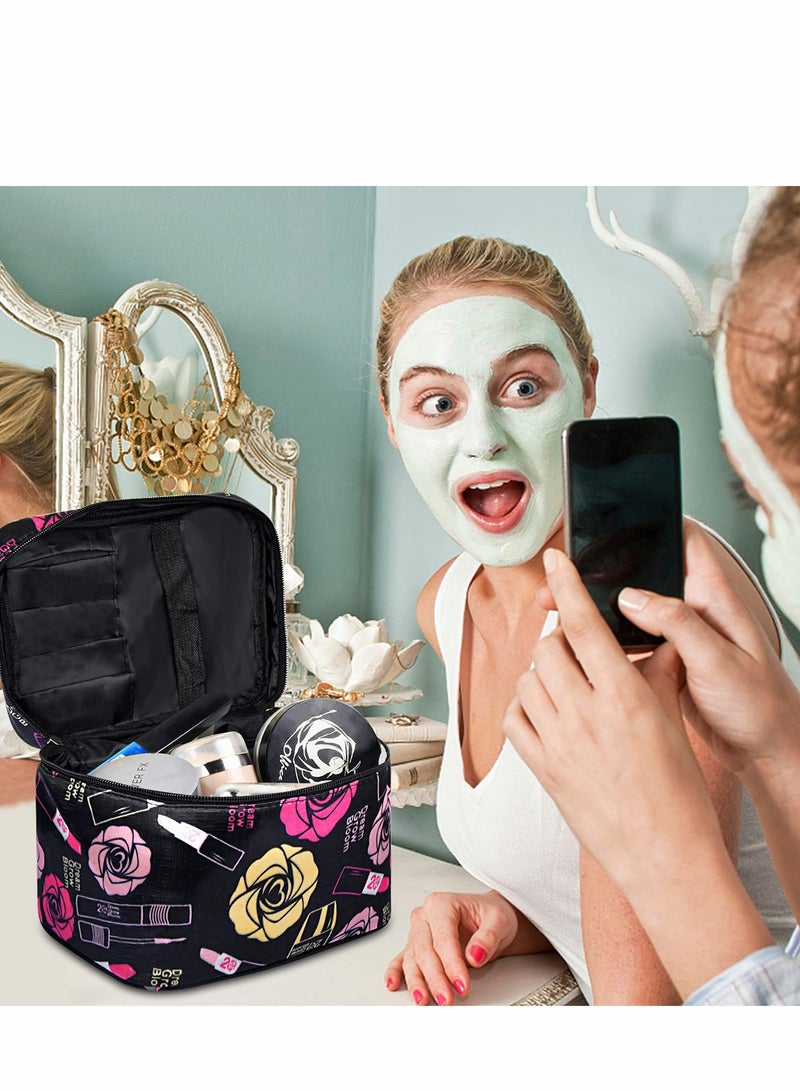 Compact Waterproof Makeup Bag for Women & Girls - Travel Cosmetic Organizer with Zipper Pouch - Image 4