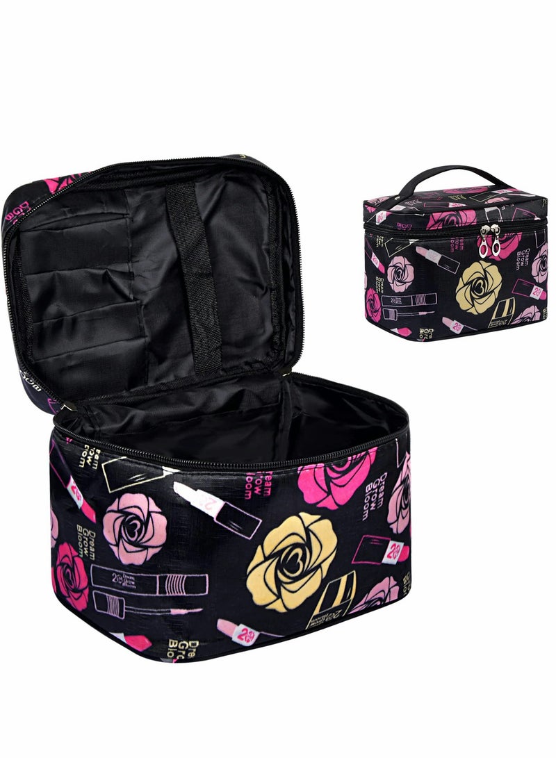 Compact Waterproof Makeup Bag for Women & Girls - Travel Cosmetic Organizer with Zipper Pouch - Image 1