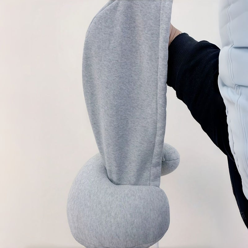 Grey U Shaped Travel Hooded Neck Pillow For Airplane Support Portable Nap Cushion - Image 5