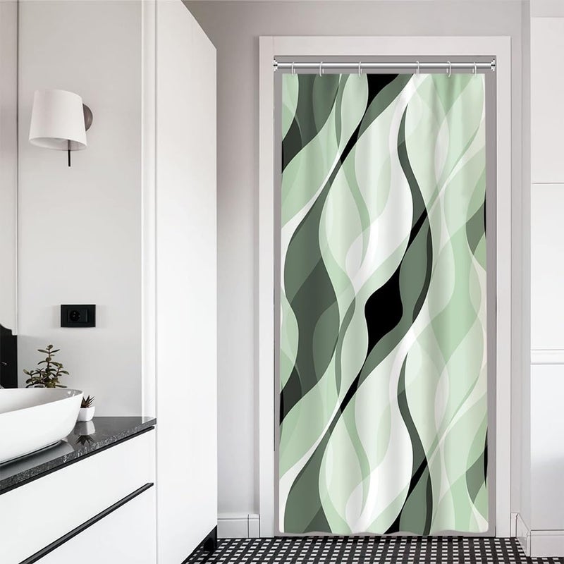 Ruelvth Stall Shower Curtain  Small Green Shower Curtain Set for Bathroom Modern Waterproof RV Shower Curtain Set with Hooks  36x72 Inch - Image 1
