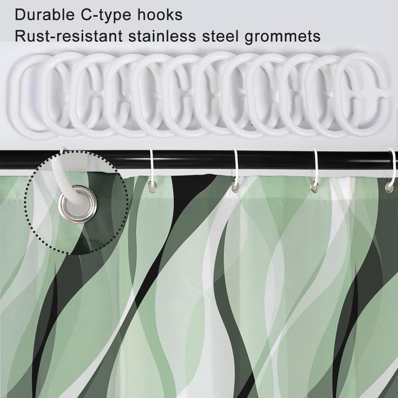 Ruelvth Stall Shower Curtain  Small Green Shower Curtain Set for Bathroom Modern Waterproof RV Shower Curtain Set with Hooks  36x72 Inch - Image 4