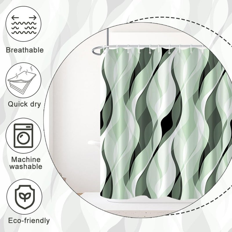 Ruelvth Stall Shower Curtain  Small Green Shower Curtain Set for Bathroom Modern Waterproof RV Shower Curtain Set with Hooks  36x72 Inch - Image 5