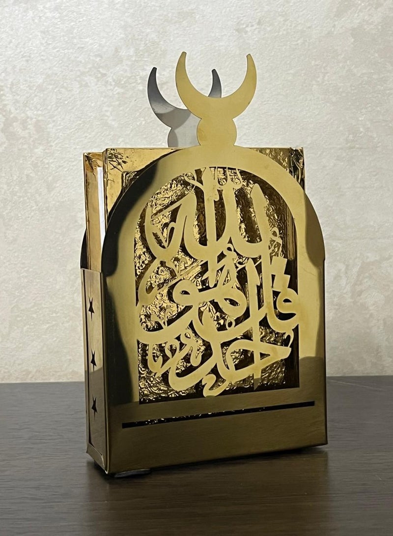 حاملة القرآن الكريم من الستانلس ستيل باللون الذهبي مع القرآن الكريم، هدية رمضانية فاخرة، تصميم أنيق  - Image 5