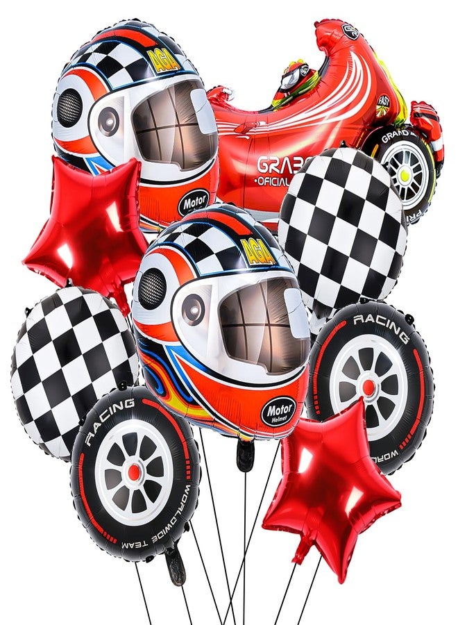 Piokio 9 PCS Race Car Balloons, for Birthday Race Car Theme Party Decorations, lightning mcqueen, hot wheels birthday decorations - Image 1