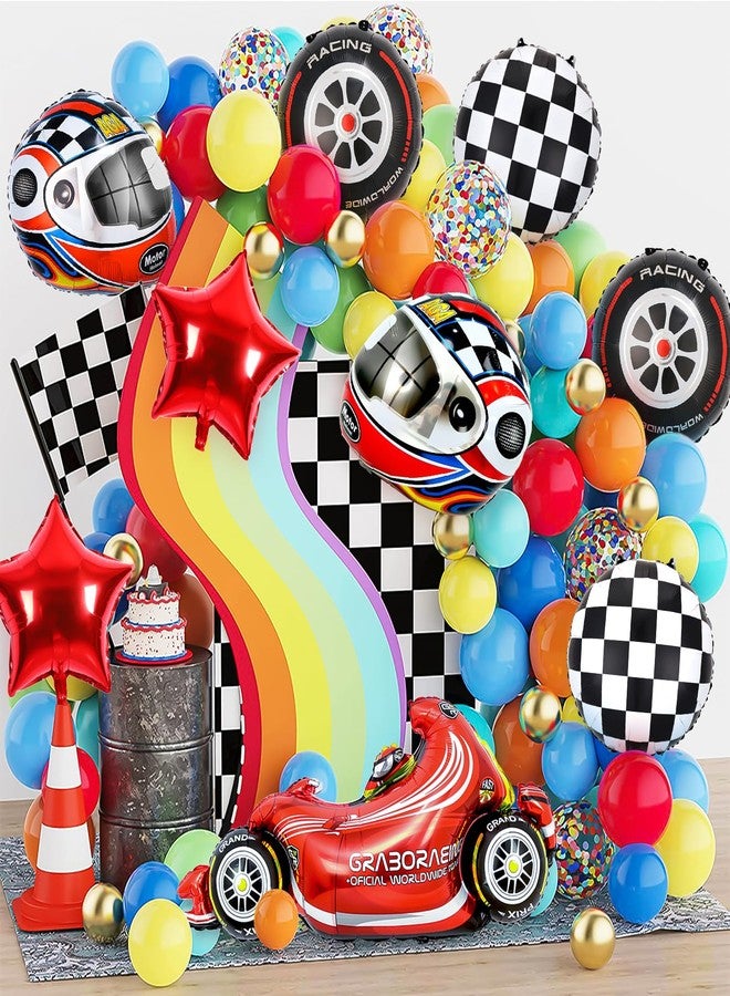 Piokio 9 PCS Race Car Balloons, for Birthday Race Car Theme Party Decorations, lightning mcqueen, hot wheels birthday decorations - Image 4