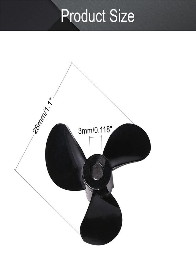 Fielect 2Pairs 3 Blades CW/CCW Propeller for Ship Model Rc Boat Propeller Black Plastic Propeller, 28mm Diameter, 3mm Hole Dia - Image 2