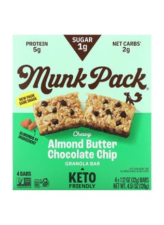 Munk Pack Munk Pack, Chewy Granola Bar, Almond Butter Chocolate Chip, 4 Bars, 1.12 oz (32 g) Each  - Image 1