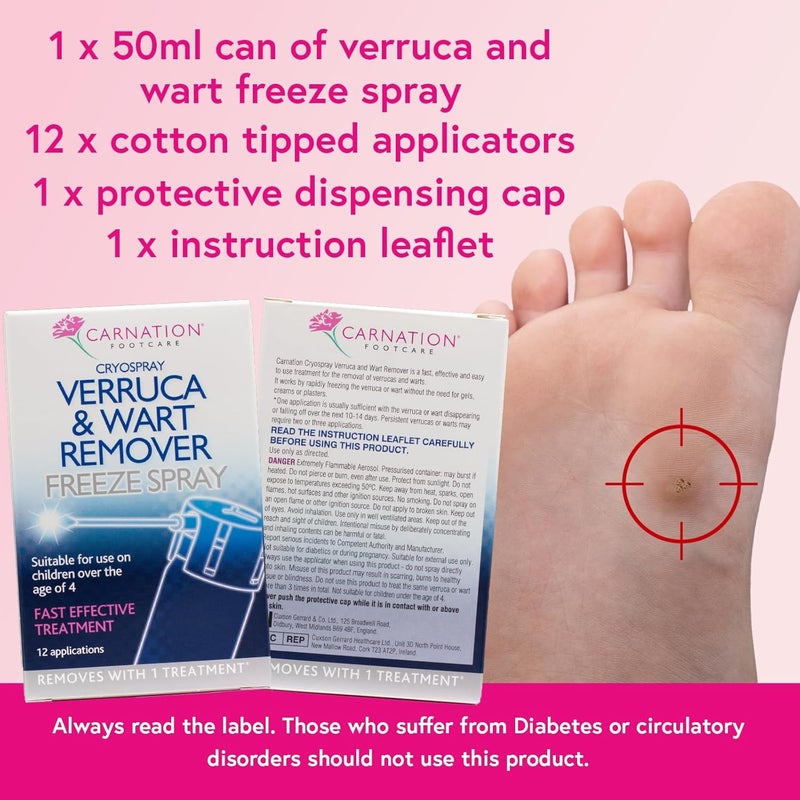 Carnation Footcare CARNATION Verruca and Wart Remover Freeze Spray 50 ml - Image 3