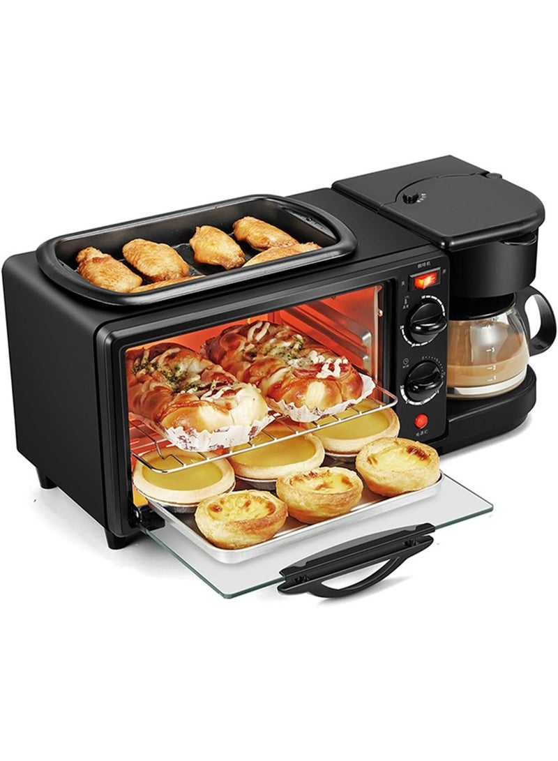 MUNTAQI 3-in-1 Breakfast Maker Machine – Mini Drip Coffee Maker, Bread Toaster Oven & Frying Pan | Multifunctional Breakfast Station for Home, Office, Dorm | Compact All-in-One Breakfast Appliance - Image 1