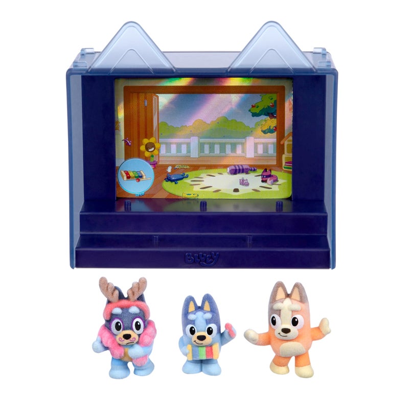 BLUEY Fuzzies Episode Pack: Magic Xylophone – 3 Specially Flocked Mini-Figures, 1 Exclusive, Display Case, Trading Card & Collector’s Guide, 80 to Collect in Series 1 - Image 3