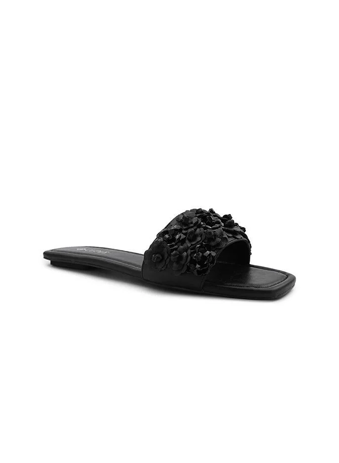 Cuple Cuple Floral Embellished Flat Slides