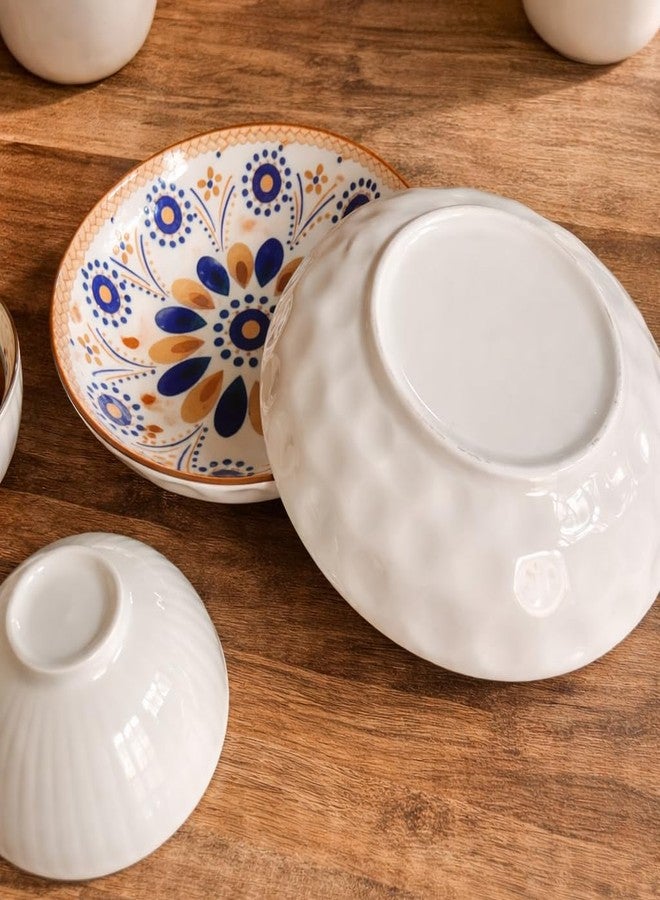 Kuchify Premium Ceramic Dinner Set (Pack of 6) | Designer Printed Plate & Bowl Set | Microwave & Dishwasher Safe | Multicolor Floral Crockery Set for Dining & Gifting - Image 4