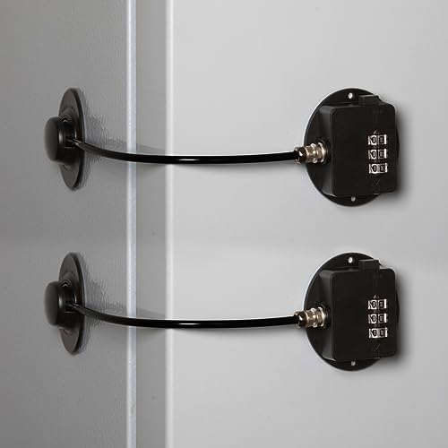 FIGEPO Fridge Freezer Child Safety Lock with Strong Adhesive 2 Black - Image 1