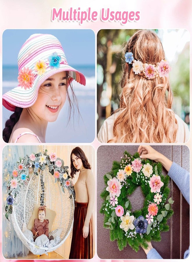 Thrilez Hair Clips, 26Pcs Flower Hair Clips for Women, Flower Hair Accessories Hawaiian Boho Hairclip for Girls, Silk Flower Hair Clip for Beach Party Wedding Graduation Cap Topper Decor - Image 5