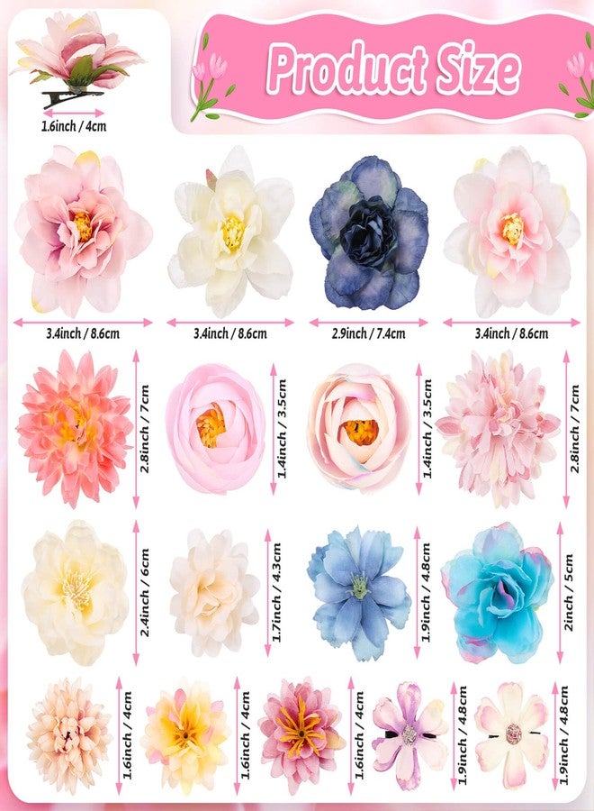 Thrilez Hair Clips, 26Pcs Flower Hair Clips for Women, Flower Hair Accessories Hawaiian Boho Hairclip for Girls, Silk Flower Hair Clip for Beach Party Wedding Graduation Cap Topper Decor - Image 3