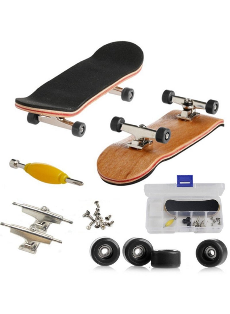 KASTWAVE Finger Skateboard, Alloy Mini Skateboard Deck with Pro Fingerboard Tools and Anti-Slip Pu Pad, Pressure Gifts for Children Teens Adults (Black) - Image 1