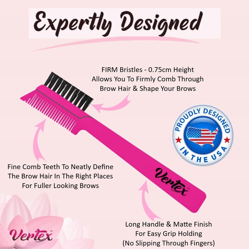 VERTEX Eyebrow Brush Pencil Comb Kit - Duo Spoolie Thin Angled Real Firm Bristles Filling Blending Definer Techniques For Tint Powder Brow Pomade Gel Makeup Combing Eye Lashes To Shape Eyelashes Growth - Image 4