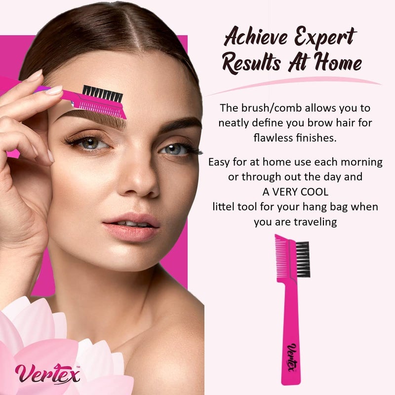 VERTEX Eyebrow Brush Pencil Comb Kit - Duo Spoolie Thin Angled Real Firm Bristles Filling Blending Definer Techniques For Tint Powder Brow Pomade Gel Makeup Combing Eye Lashes To Shape Eyelashes Growth - Image 2