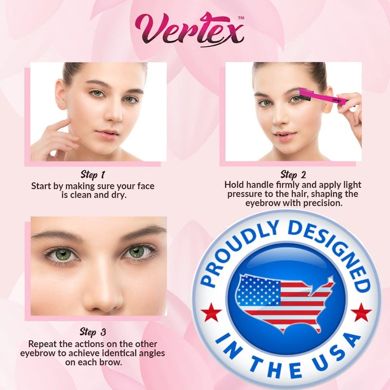 VERTEX Eyebrow Brush Pencil Comb Kit - Duo Spoolie Thin Angled Real Firm Bristles Filling Blending Definer Techniques For Tint Powder Brow Pomade Gel Makeup Combing Eye Lashes To Shape Eyelashes Growth - Image 3