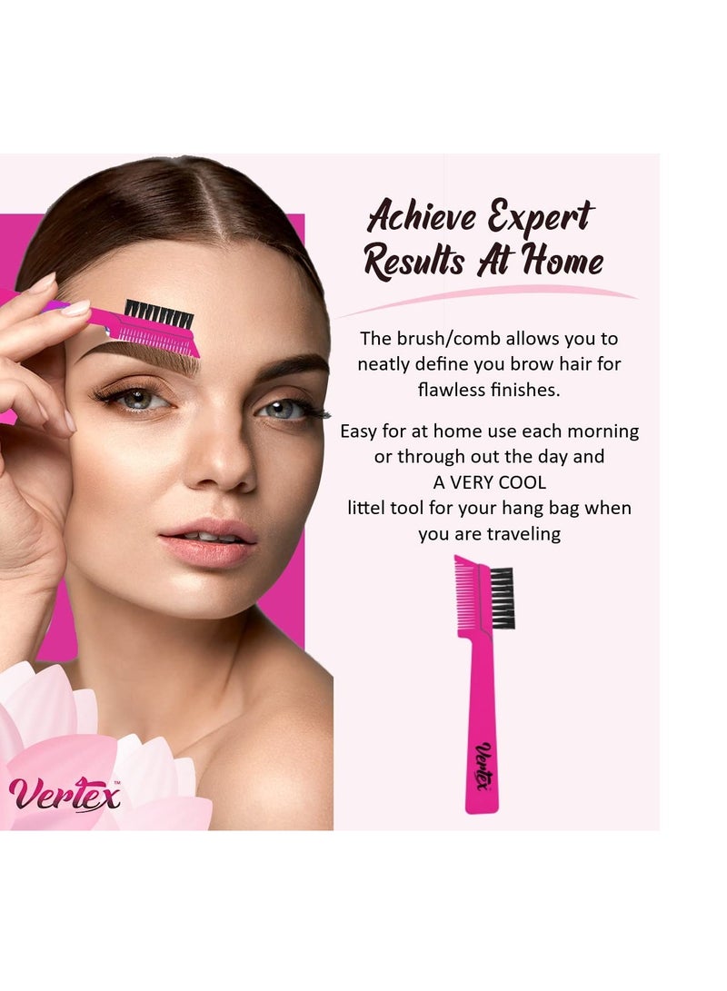 VERTEX Eyebrow Brush Pencil Comb Kit - Duo Spoolie Thin Angled Real Firm Bristles Filling Blending Definer Techniques For Tint Powder Brow Pomade Gel Makeup Combing Eye Lashes To Shape Eyelashes Growth - Image 2