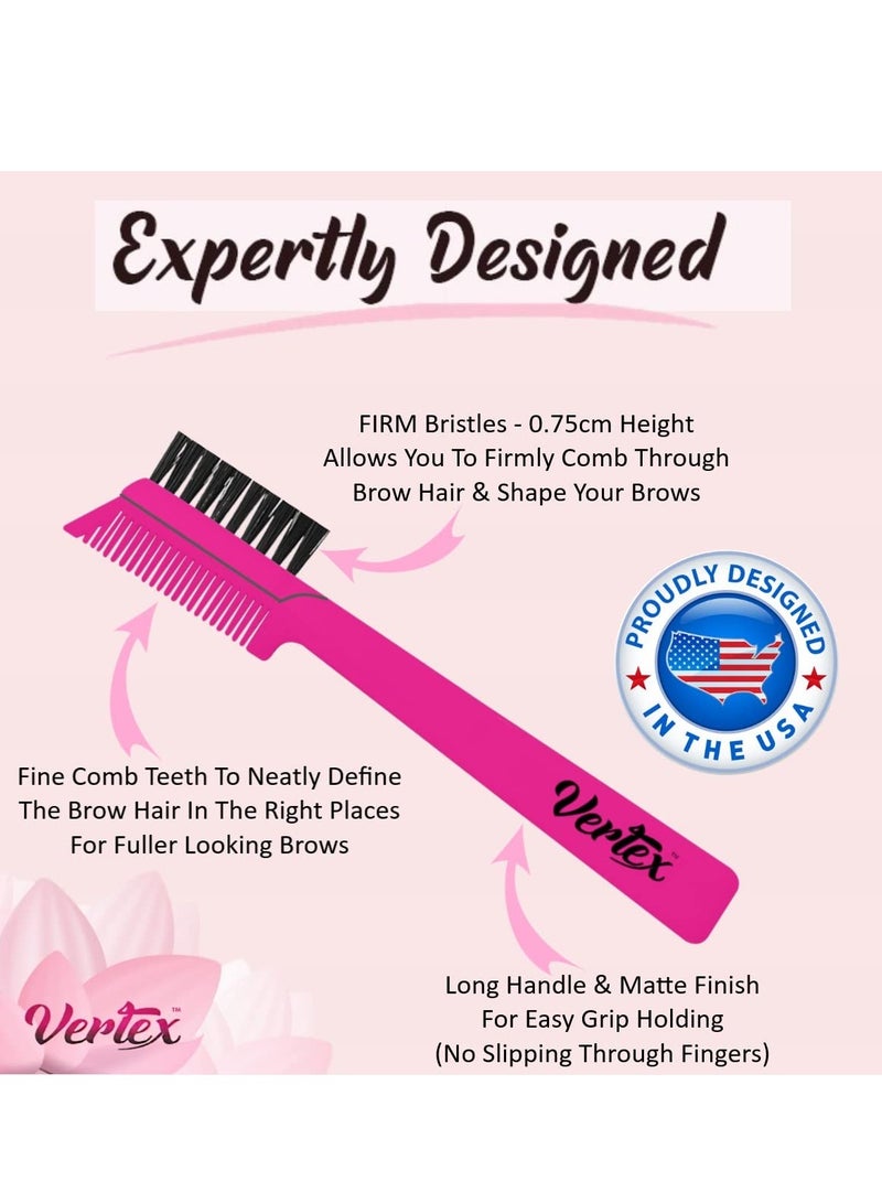 VERTEX Eyebrow Brush Pencil Comb Kit - Duo Spoolie Thin Angled Real Firm Bristles Filling Blending Definer Techniques For Tint Powder Brow Pomade Gel Makeup Combing Eye Lashes To Shape Eyelashes Growth - Image 4